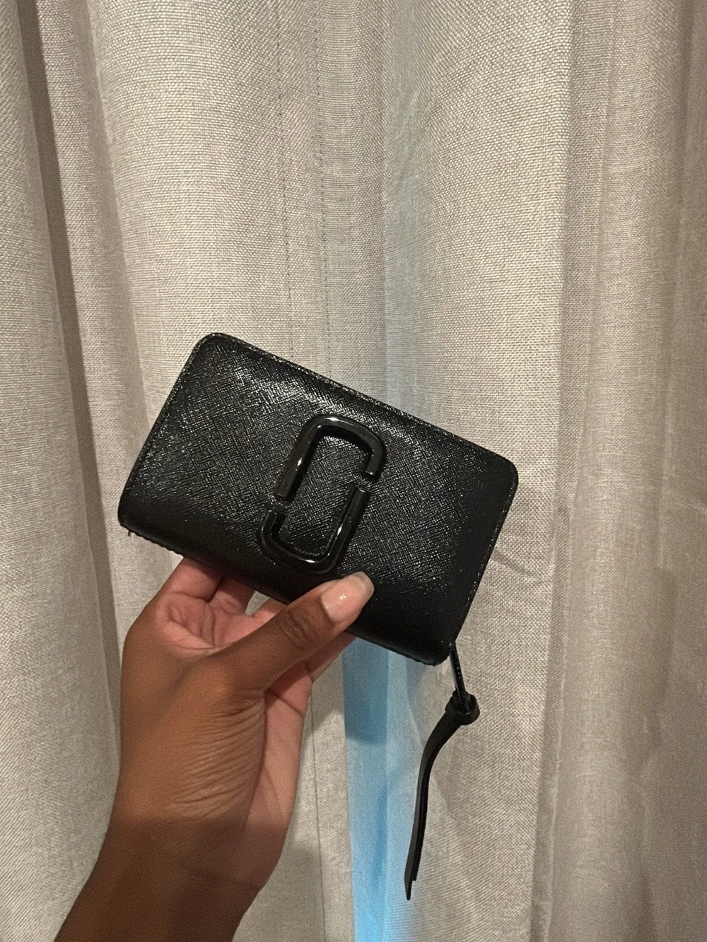 Marc Jacobs Black Patent Double-J Compact Phone Wallet Case